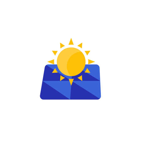 solar energy vector icon with panel and sunのイラスト素材
