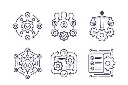 business process, innovation and finance line iconsのイラスト素材