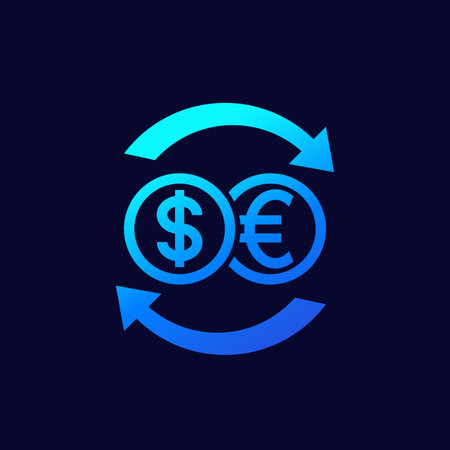 dollar to euro exchange vector icon