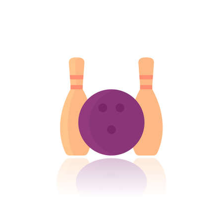Bowling icon on white, flat vectorのイラスト素材