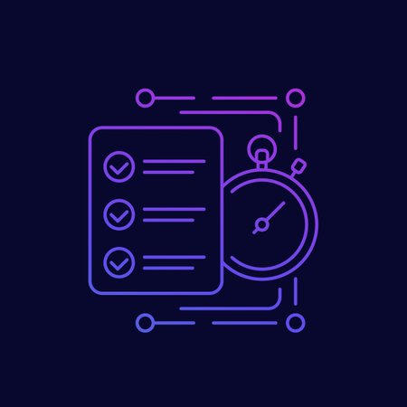 check list and stopwatch linear icon