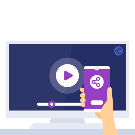 screen mirroring with TV and phone, vectorのイラスト素材
