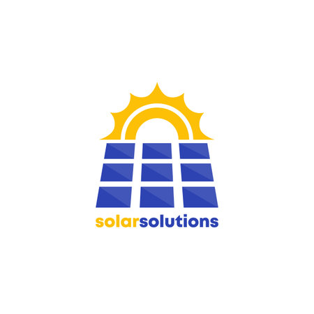 solar energy logo with panel and sun