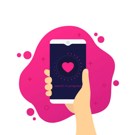 dating app, love search vector illustrationのイラスト素材