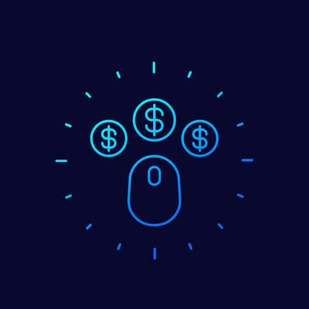 ppc, pay per click, vector linear iconのイラスト素材