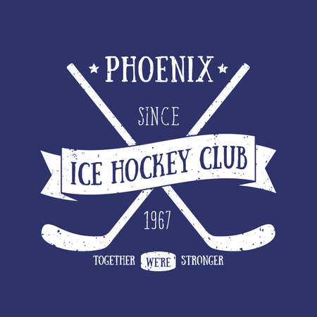 Ice Hockey club t-shirt print, vintage designのイラスト素材