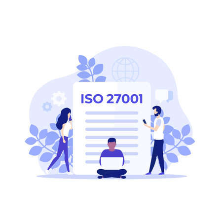 ISO 27001 certification and people, vectorのイラスト素材