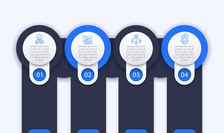 business infographics template, 1, 2, 3, 4 steps and optionsのイラスト素材