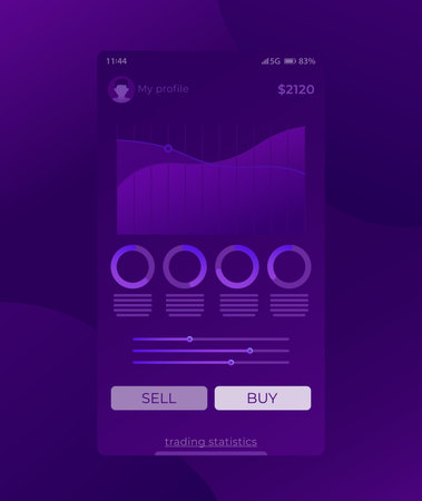 Trading app, mobile ui design vectorのイラスト素材