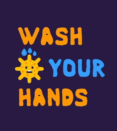 Wash your hands poster with virus, vector designのイラスト素材