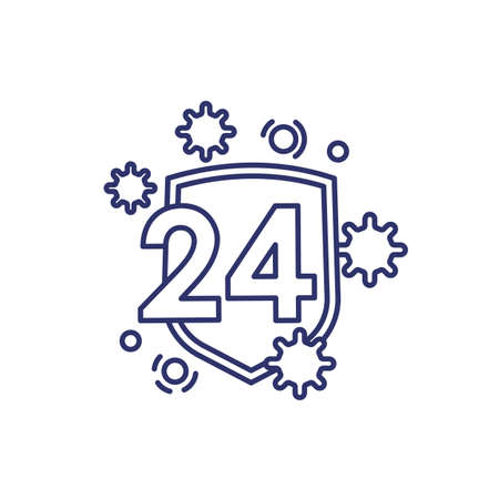 24 hours virus protection line iconのイラスト素材