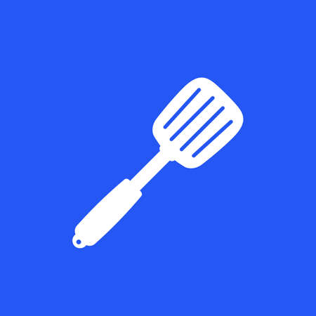 spatula vector icon on blue background.のイラスト素材
