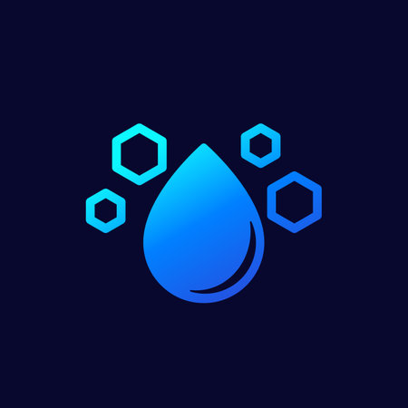 Drop with nano particles icon on darkのイラスト素材