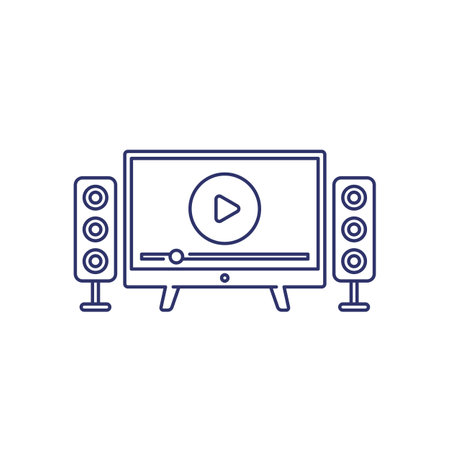 home theater line icon on whiteのイラスト素材