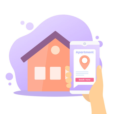 Apartment booking app, vector illustrationのイラスト素材