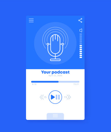 Podcast app, mobile ui design, vectorのイラスト素材