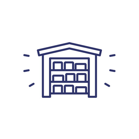 inventory, warehouse line icon on whiteのイラスト素材
