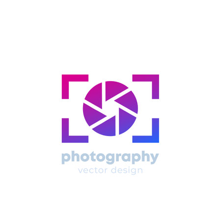 photography logo with camera on whiteのイラスト素材