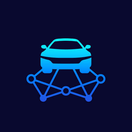 carsharing icon with car and routesのイラスト素材