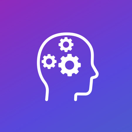 thinking vector icon, gears in headのイラスト素材