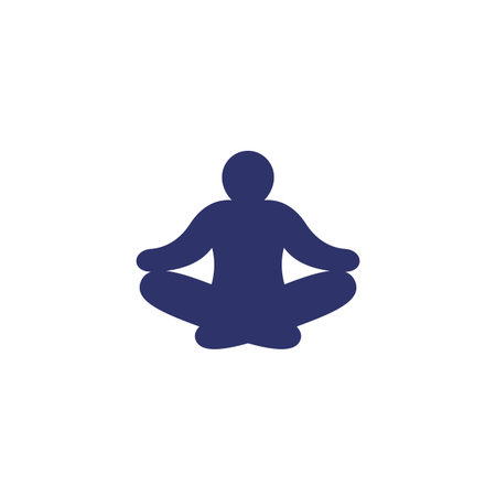 meditation, meditating man icon on whiteのイラスト素材