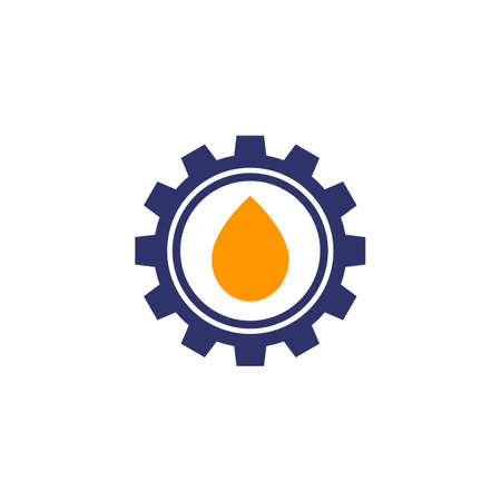 oil and gear icon on whiteのイラスト素材