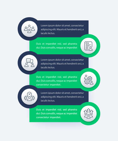 team management, HR, people interacting infographics design with line iconsのイラスト素材