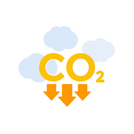 co2 gas, carbon emission reduction, vector illustrationのイラスト素材