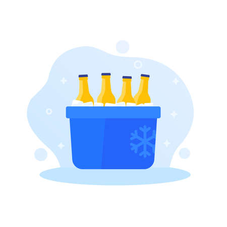 Portable ice cooler with soda bottles, vectorのイラスト素材