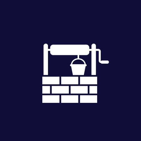 water well icon on darkのイラスト素材
