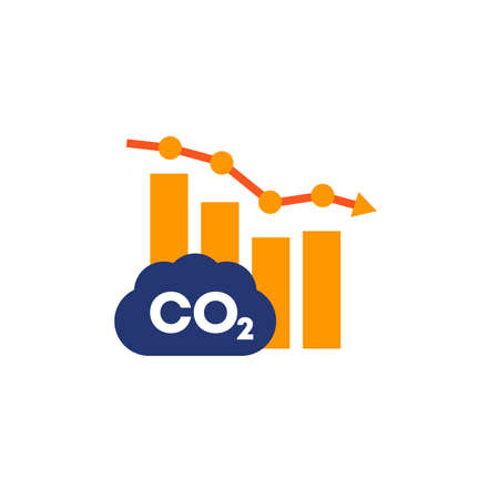 co2 gas, carbon emission reduction icon with graphのイラスト素材