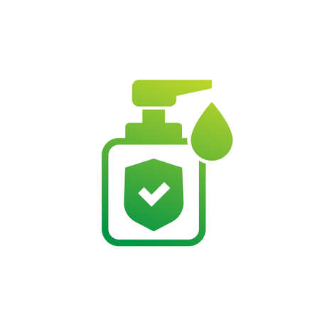 antiseptic, antibacterial gel, hand sanitizer icon on whiteのイラスト素材