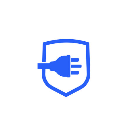 uk electric plug with shield icon on white