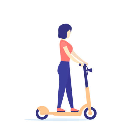 woman on a kick scooter, vectorのイラスト素材