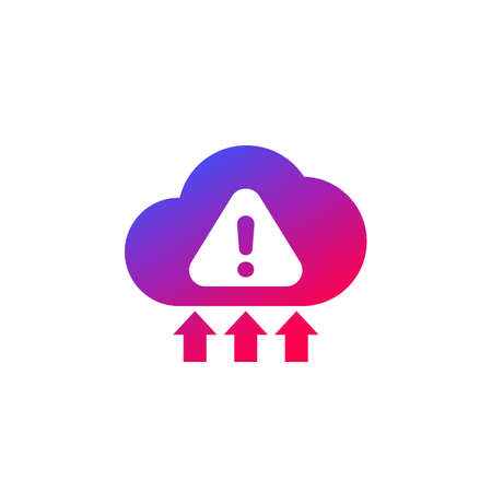 warning, upload error icon with a cloudのイラスト素材