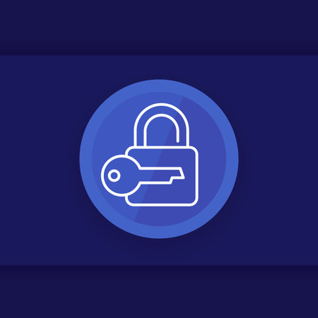 Lock and key line icon, vector design