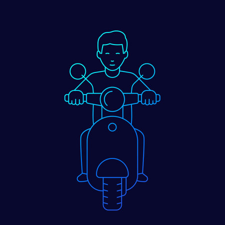 Man on scooter line vector artのイラスト素材