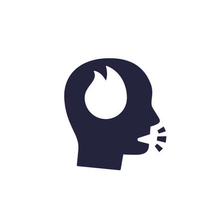 anger, angry man icon on whiteのイラスト素材
