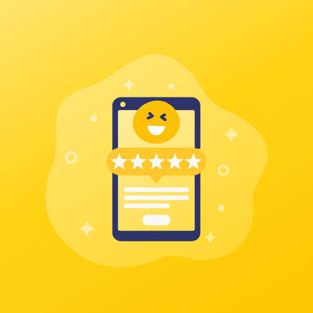 mobile review, feedback vector iconのイラスト素材