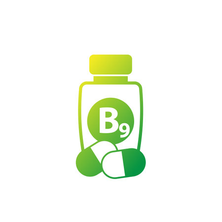 B9 vitamin, folate supplement vector iconのイラスト素材