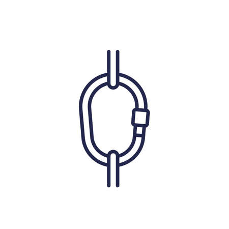 carabiner icon on white, line designのイラスト素材