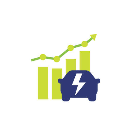 electric car, ev growth icon with graphのイラスト素材
