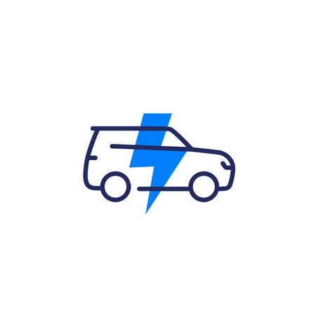 electric car, ev suv icon on whiteのイラスト素材