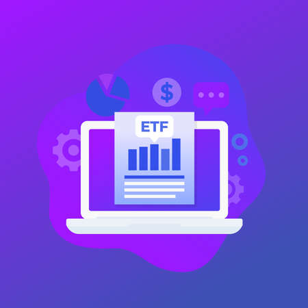 ETF trading, exchange traded funds, financial analytics vectorのイラスト素材