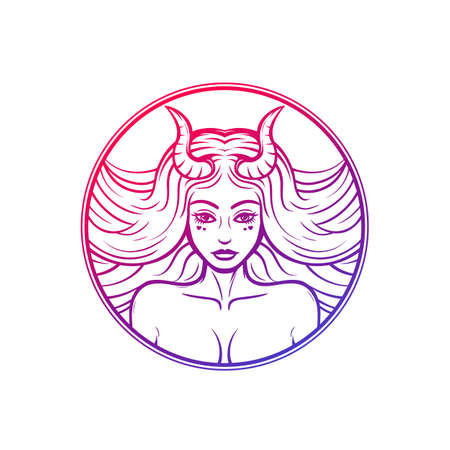 Succubus, demon girl, woman with horns vector artのイラスト素材