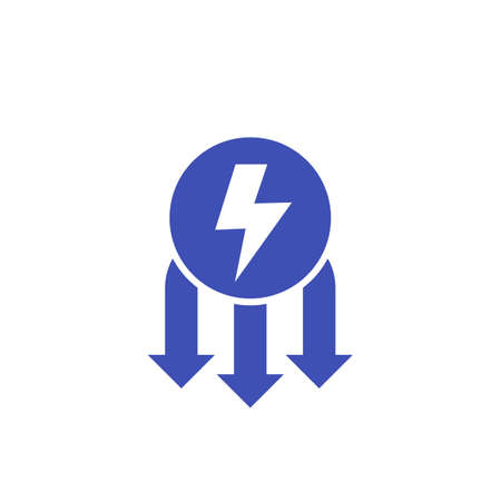 power consumption reduction icon with arrowsのイラスト素材