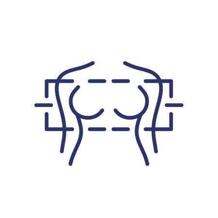 mammography, breast scan line iconのイラスト素材