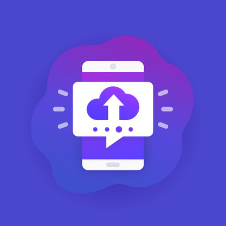 upload with phone, vector iconのイラスト素材