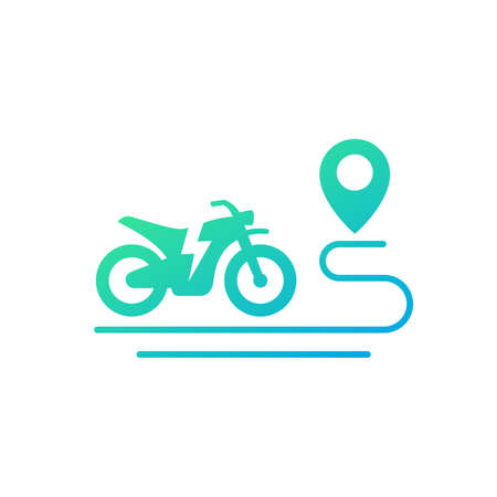 Electric bike, motorcycle and route icon on whiteのイラスト素材