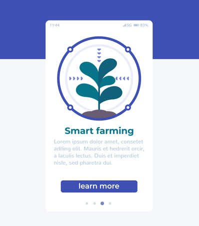 Smart farming mobile app page design, vector bannerのイラスト素材